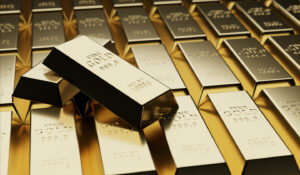 Gold Bullion Concept About Gold Value, Success And Financial.3D Render