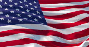Fluttering Silk Flag Of United States Of America. Old Glory In The Wind, Colorful Background